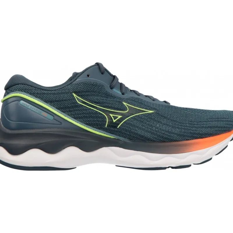 Mizuno Wave Skyrise 3 Smoke Blue/Neo Lime Neon/Flame*Homme Running | Baskets