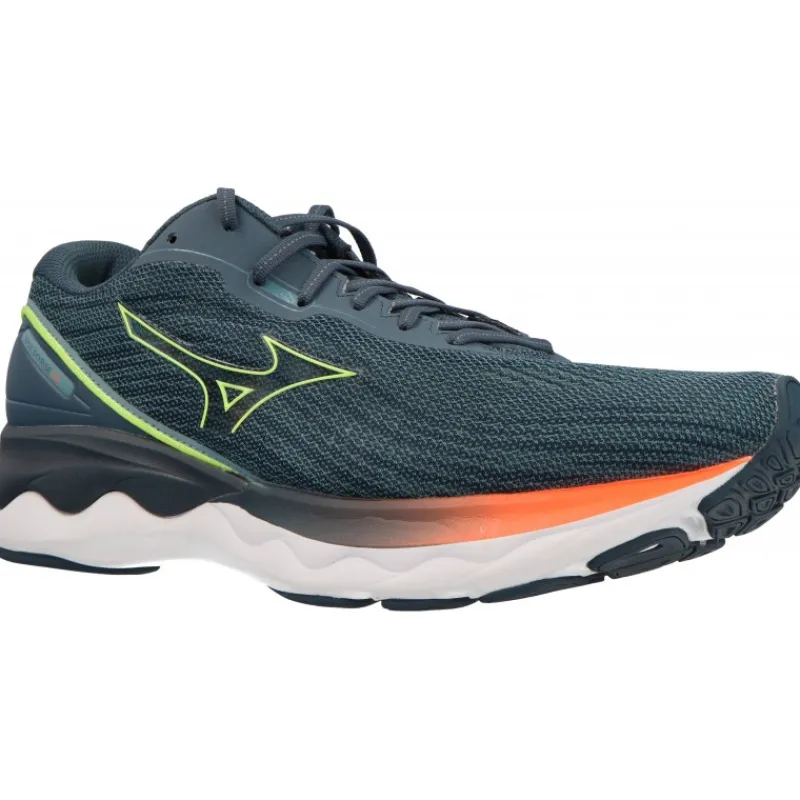 Mizuno Wave Skyrise 3 Smoke Blue/Neo Lime Neon/Flame*Homme Running | Baskets